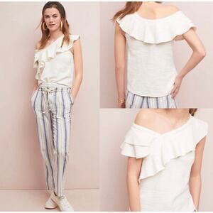 Dolan Anthropologie Louisa Ivory Off Shoulder ruffled top M